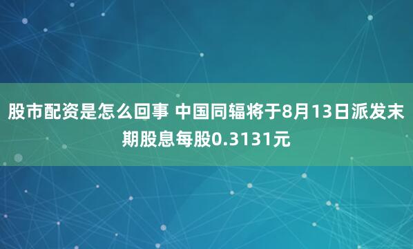 股市配资是怎么回事 中国同辐将于8月13日派发末期股息每股0.3131元